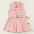 thumbnail image 2 of THDHVS Baby Girl Dress,Dress for Girls,Girl's Fashion Solid Color Workwear Denim Skirt Sleeveless Lapel Collar Dress with Waistband Pink 7-8 Years, 2 of 7