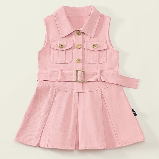 LOVZFMLL Robe d'Été à Manches à Volants pour Filles, Tenue d'Été pour Enfants 4-14T