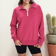 thumbnail image 4 of Quarter Zip Pullover Women 2025 Fall Winter Long Sleeve Collared Basic Sweatshirt with Pockets Pullover Tops, 4 of 6