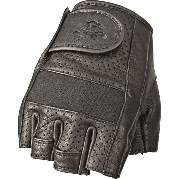 Highway 21 Half Jab Vented Leather Motorcycle Glove - Black, All Sizes
