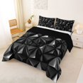 thumbnail image 2 of Manfei 3D Geometric Triangle Queen Comforter Set, Black White Comforter Sets Queen, Black Reversible 3-Piece, 1 Comforter and 2 Pillowcases, 2 of 6
