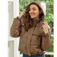 thumbnail image 5 of Great Gifts for Less Ofreoo Fashion Woman Long Sleeve Solid Winter Jacket Outerwear Zipper Blouse Coat Tops Winter Coats for Women, 5 of 6
