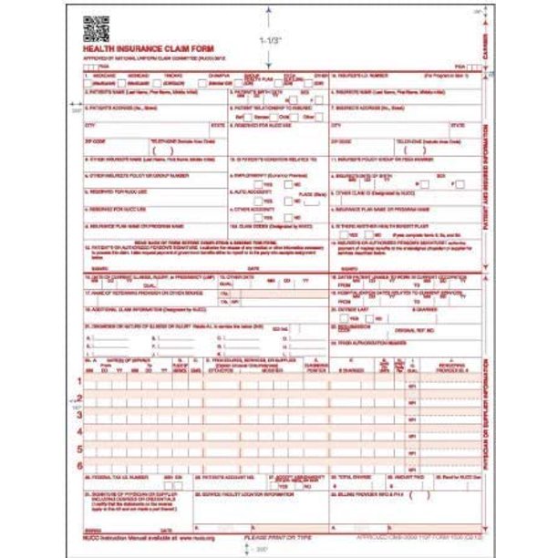 (Pack Of 500) CMS 1500 Forms, HCFA 1500 Forms, Health Insurance Claim Form, Medicare Claims For
