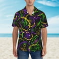thumbnail image 2 of Balery Neon Mardi Gras Camisas hawaianas de manga corta para hombre, camisas playeras de corte holgado, camisas de vacaciones con botones,XX-Large, 2 of 7