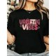 thumbnail image 1 of Camiseta de manga corta con cuello redondo y estampado de letras "Happy Valentine's Day Valentine Vibes" para mujer, informal, de verano, con gráficos., 1 of 6