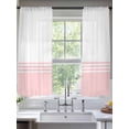 thumbnail image 3 of Sheer Curtains 63 Inches Long, Pink White Striped Light Filtering Window Curtains for Living Room/Bedroom, Modern Abstract Art Aesthetics Rod Pocket Voile Sheer Curtain Drapes, 52"W x 63"L, 2 Panels, 3 of 8