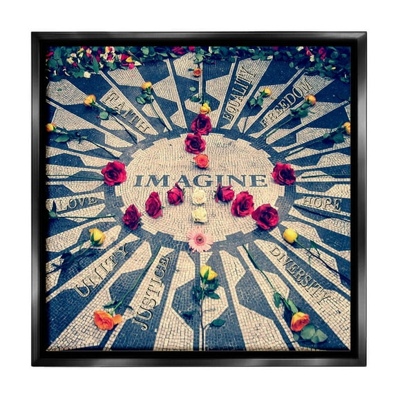 Stupell Industries Inspirational Imagine Phrases Inspirational Painting Black Floater Framed Canvas Art Print Wall Art, 18 x 18