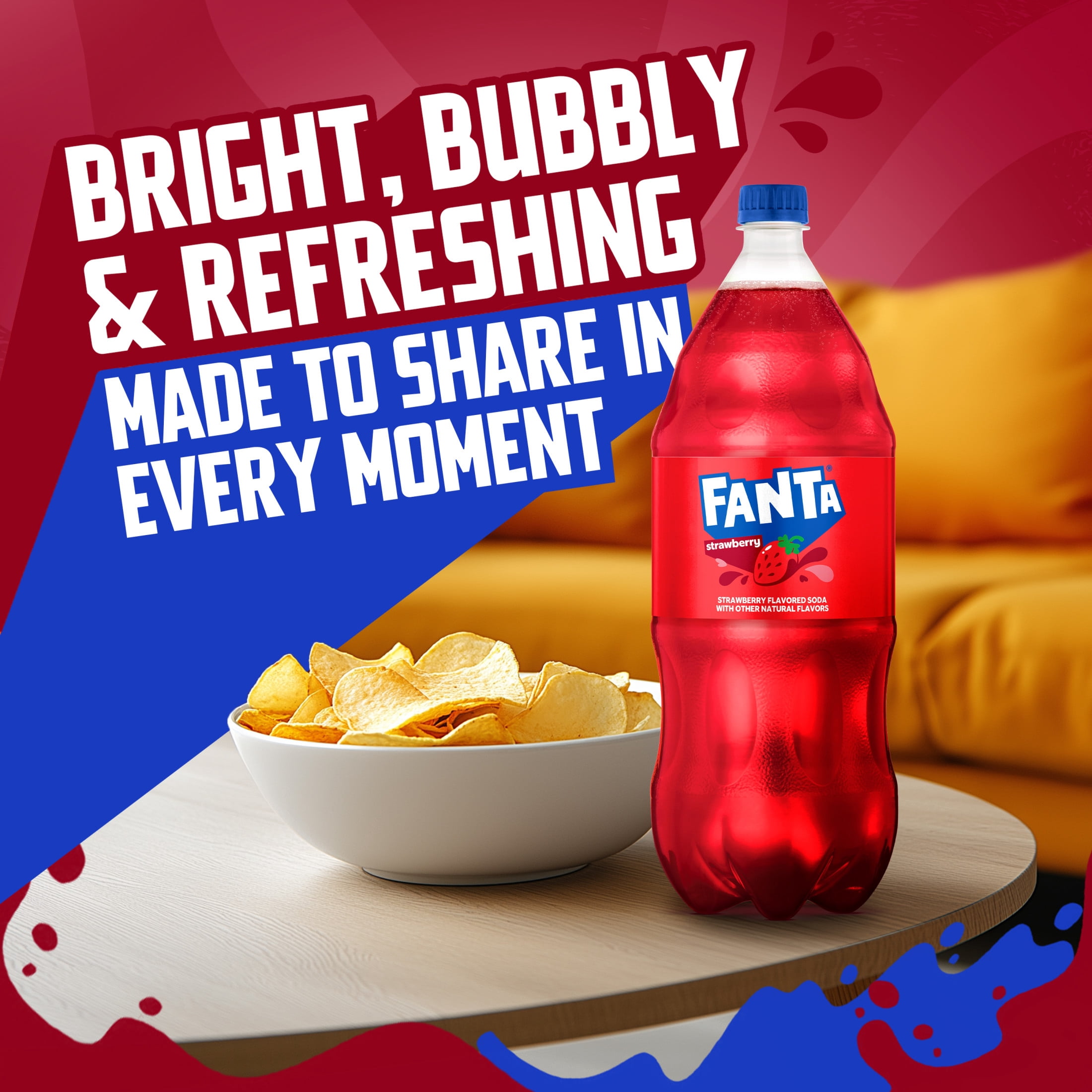 Fanta Strawberry Soda Pop Bottle, 2 Liter