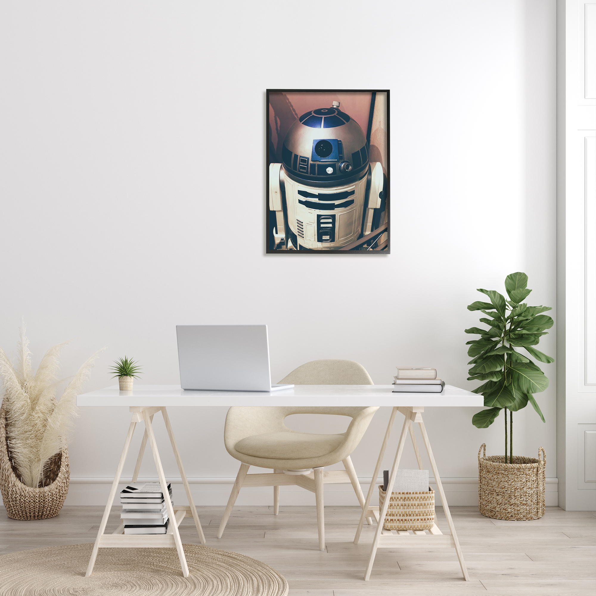 Stupell Industries Iconic Retro Sci-fi Space Robot Blue White, 24 x 30, Designed by Nice Nshuti