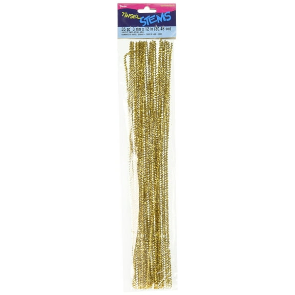 Tinsel Stems 3mm 12" 35/Pkg-Gold