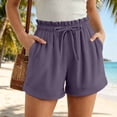 thumbnail image 3 of TAGOLD Women Sweat Shorts for Womens Solid Color High Drawstring Casual Shorts Functional Side Pockets Loose Summer Loungewear Bottoms, 3 of 5