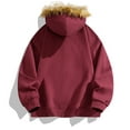 thumbnail image 4 of LEBONYARD Men's Trendy Zipper Plush Hooded Warm Comfortable Long Sleeve Loose Fitting Solid Colored Large Pockets Outdoors Sports Sweatshirts Jacket, 4 of 5