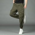 thumbnail image 4 of YLSDY Fashion Mens Work Cargo Pants Casual Cotton Tapered Joggers with Pockets Outdoor Athletic Hiking Sweatpants Pull On Pants Army Green M, 4 of 4