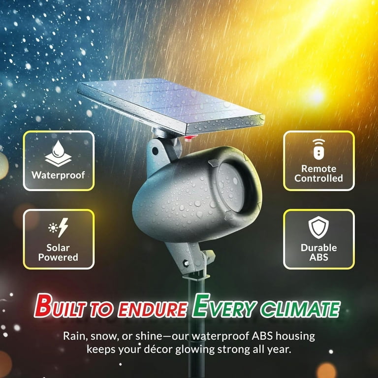 Bell + Howell Solar Laser Christmas Projector Lights, Remote