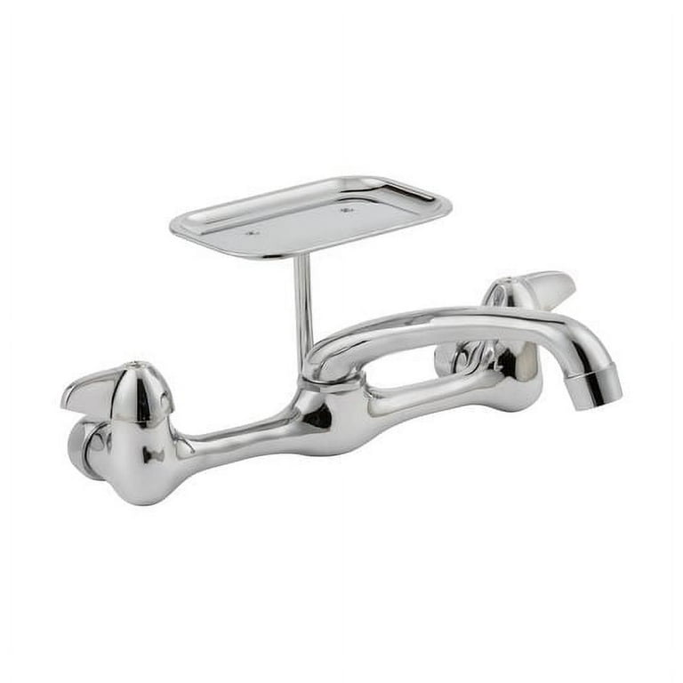 2-Handle Wall-Mount Kitchen Faucet with Soap Dish in Chrome 2-Handle Wall-Mount Kitchen Faucet with Soap Dish in Chrome