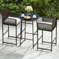 thumbnail image 4 of Costway 3 Piece Wicker Patio Bar Set with 2 Seat Cushions Glass Tabletop for Backyard, 4 of 10