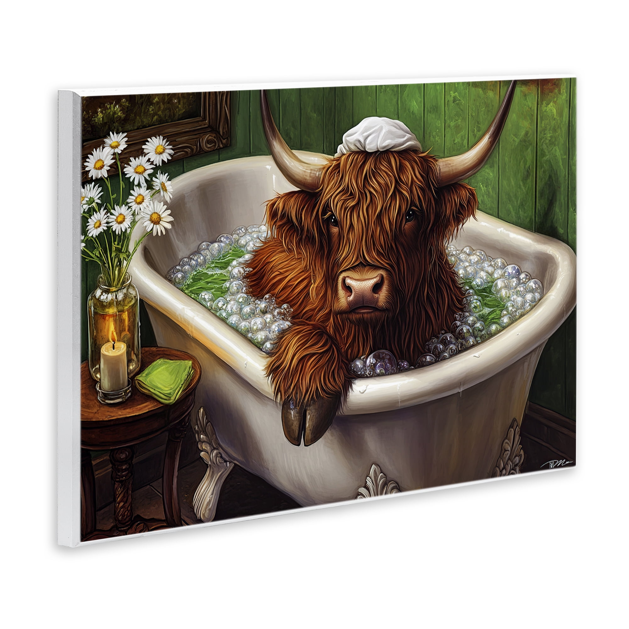Highland in Candle Lit Bubble Bath Wall Plaque Art, design by Momart