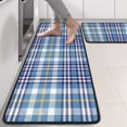 thumbnail image 2 of Kitchen Rugs Sets Of 2,Blue White and Yellow Checkered Pattern Anti Fatigue Kitchen Mat Rugs Non Slip Washable,Decorative Kitchen Floor Mats for Kitchen,Sink,Laundry,17"x47"+17"x47", 2 of 5