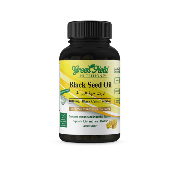 Greenfield Nutritions - Halal Black Seed Oil -1000mg - Liquid Veggies Capsules - 120 Capsules