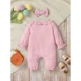 thumbnail image 3 of Bagilaanoe Newborn Baby Girls One-pieces Ruffles Long Sleeve Jumpsuit + Headband 1M 3M 6M Infant Romper Casual Clothing, 3 of 9