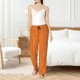 thumbnail image 4 of Balery Orange Glitter Pantalones de pijama para mujer, pijamas ultraligeros, pantalones de estar por casa-Small, 4 of 6
