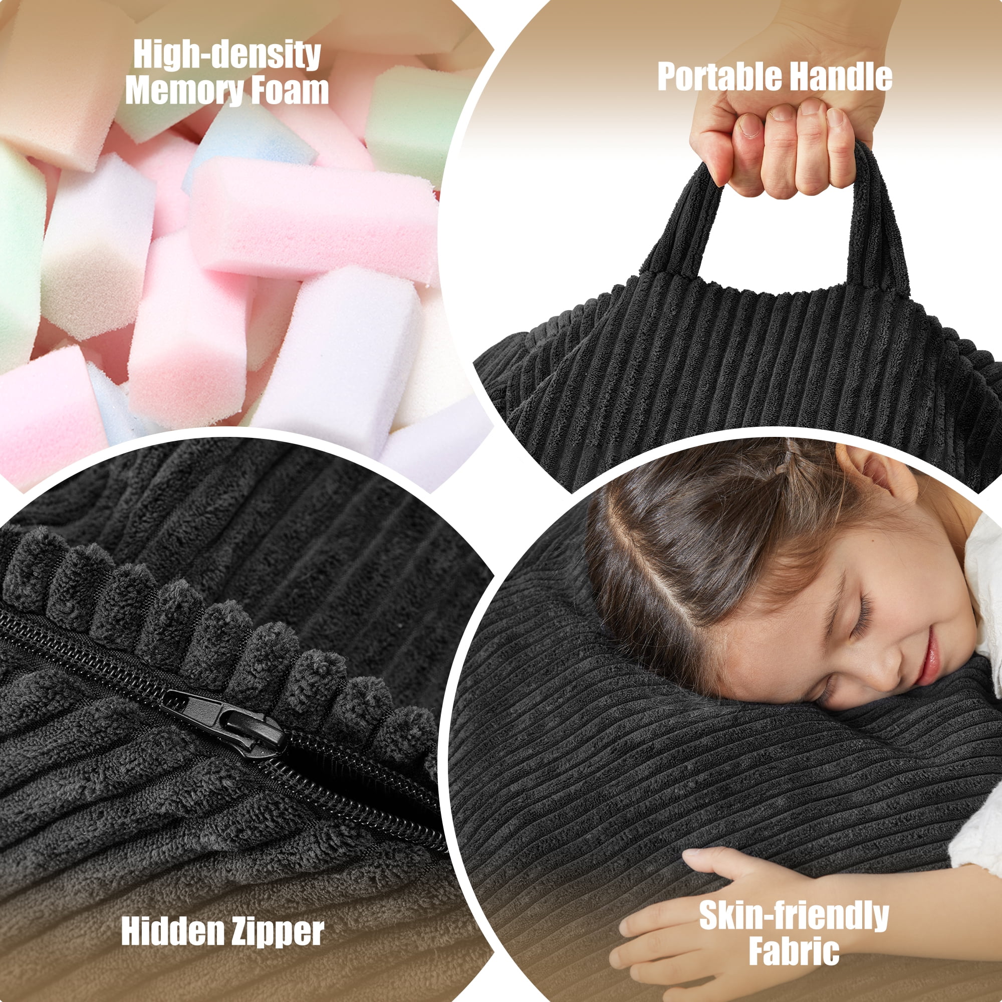 3.5FT Bean Bag Chair Adult Large Bean Bag Chair with Filler Included Teardrop Beanbag Chair with Removable Cover for Bedroom Living Room - (Large, Black)