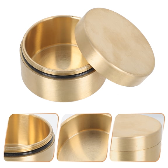 KALLORY 1Pc Golden Copper Box with Dustproof Design Lightweight Small Storage Container