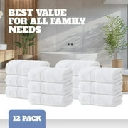 White Classic Wealuxe Collection 100% Cotton Hand Towels, White, 16 x 27, 12 Pack