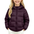 thumbnail image 3 of Mitankcoo Girls Hooded Puffer Jacket Quilted Warm Winter Coat with Zipper and Pockets Lightweight Outerwear 1-8Y, 3 of 5