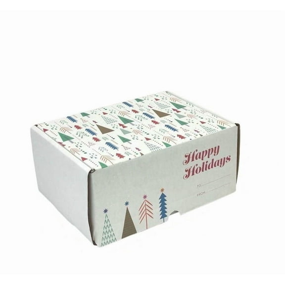 Ucanpack Christmas Shipping Boxes 11 x 8 x 4" - Xmas Pine Trees Printed Holiday Mailer Boxes - Holiday Shipping Box Made In USA Holiday Box Corrugated Shipping Boxes