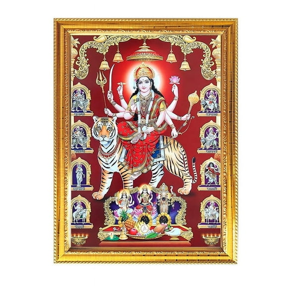 Nav Durga Maa Vaishno Devi Chintpurni 9 Form Photo Frame Temple Puja Room 11.8 X 15.7"