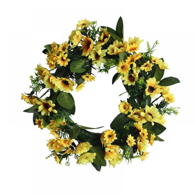 Corona de flores artificiales de rosas de 45 cm, hecha a mano, para puerta de entrada.