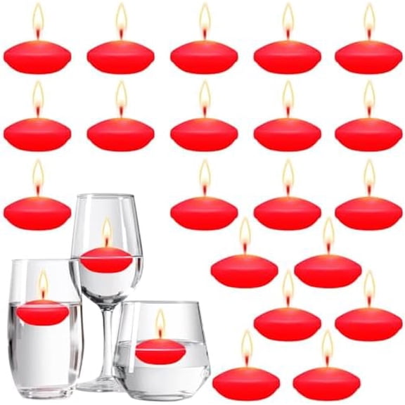 20 Pcs Red Floating Candles Centerpieces for Wedding 1.5 Inch Small Unscented Floating Candles Decoration for Valentine's Day Party Wedding Anniversary Holiday Party Gifts Home Pool Decor