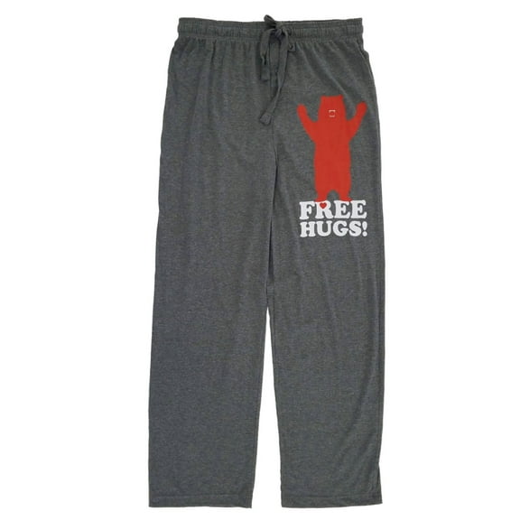Mens Heather Gray Free Hugs Valentine's Day Sleep Pants Pajama Bottoms M