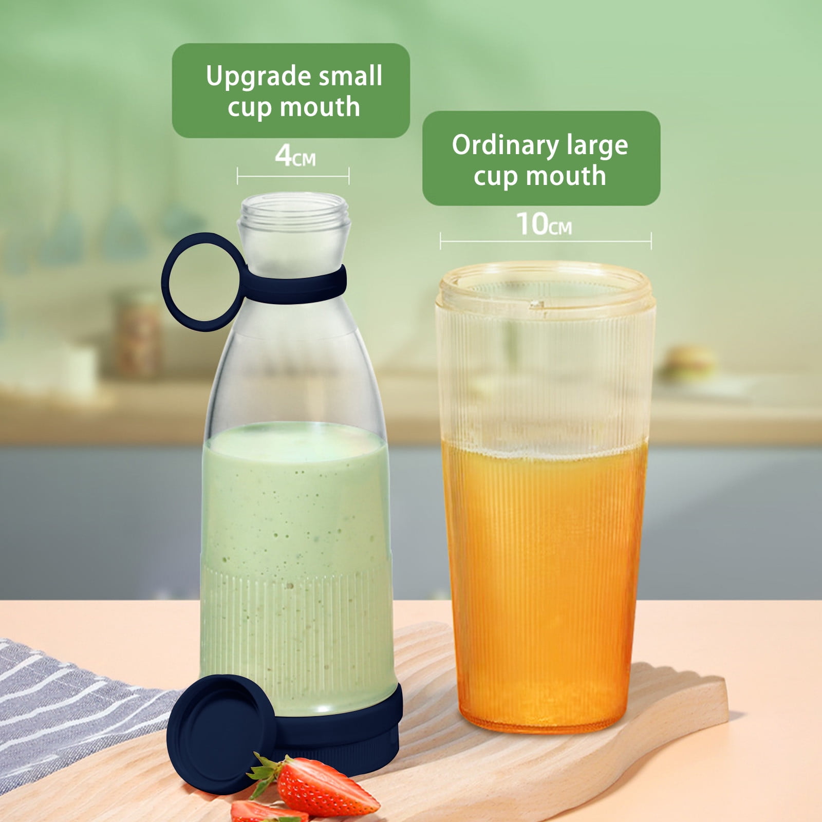 Tuphregyow Portable Blender,Personal Blender Juicer Cup,Handheld Fruit Machine,Smoothies And Shakes Blender,Usb Rechargeable With 6 Blades for Kitchen