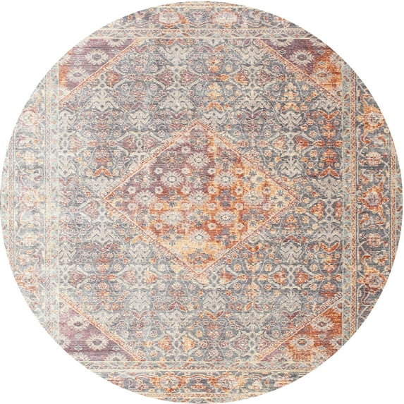 Ahgly Company Indoor Round Traditional Desert Sand Beige Persian Area Rugs, 3' Round
