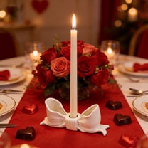 Holiday products, Valentines's Day White Ceramic Bow Long Stick Scented Candle Candlestick