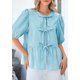thumbnail image 4 of Blusa PRETTYGARDEN para mujer, con lazo en la parte delantera, a rayas, verano 2025, 4 of 9