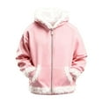 thumbnail image 6 of Jinhomg Girls Zip up Hoodie Jacket Sherpa Lined Jackets Kids Cute Fur Trim Hooded Sweatshirts Warm Winter Fleece Coats Outwear with Pockets, 6 of 6