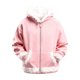 thumbnail image 5 of Sudadera con capucha y cremallera de manga larga para niñas y niños, informal, con bolsillo y color liso, de poliéster, 5 of 5