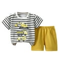 thumbnail image 3 of 2/4Pcs Baby Toddler Boys Summer Clothes Cotton Kids Short Sleeve Striped Engineering Vehicles Print T-Shirt Tops & Solid Shorts Infant Casual Outfits 3 Months-6T, 3 of 9