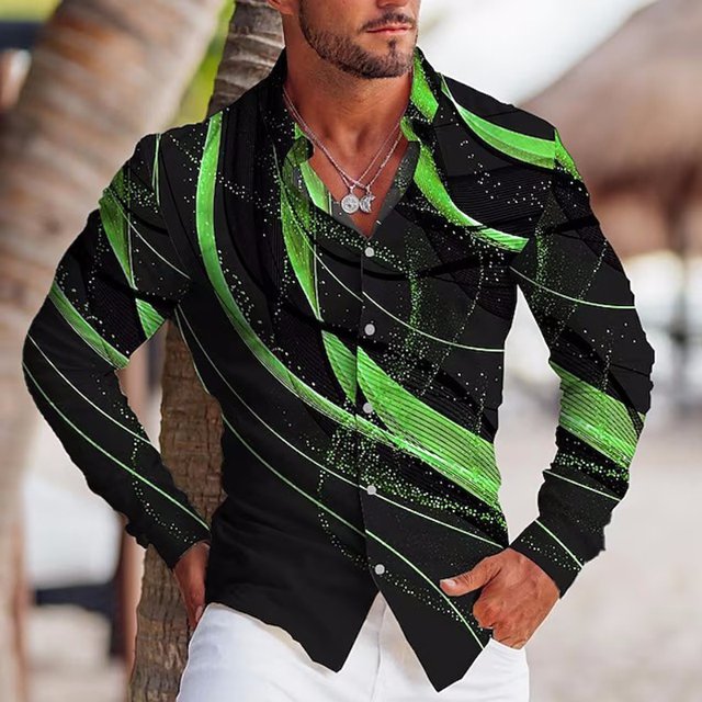 Camisas de otoño con estampado retro para hombre, camisas casuales de manga larga para hombre, camisetas con personalidad para exteriores para hombre, ropa holgada de calle para hombre