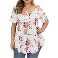 thumbnail image 3 of Blusa con cuello en V y manga corta con estampado floral para mujer, blanco, 4XL Inevent AP002466-15, 3 of 5