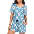 thumbnail image 5 of joogoo Women's Pajama Set Daisies and Rainbows Short Sleepwear Loungewear with Pockets M, 5 of 7