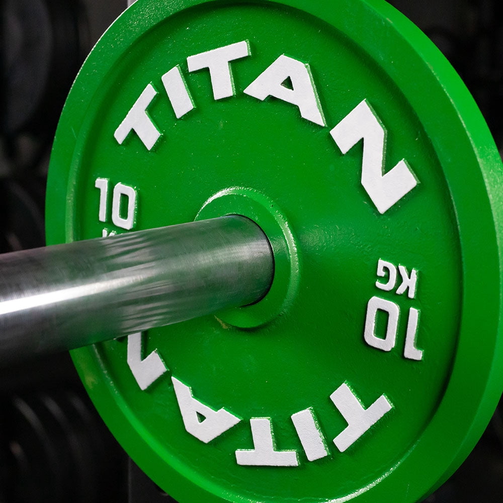 Titan Fitness 10 KG Olympic Calibrated Steel Powerlifting Plate, Machine Precision Steel Discs, Sold Individually