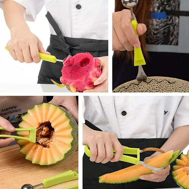 UOIXPUHUO 2pc Melon Baller Scoop, Stainless Steel Fruit Cutter Shapes,  Multifunctional Melon Scoop Carving Tool for DIY Fruit Salads