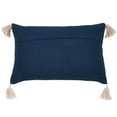 thumbnail image 2 of Fennco Styles Trios Ligens Collection Bohemian Cord AppliquÃ© Frayed Tasseled 100% Cotton 14 x 23 Inch Throw Pillow Case â€“ Navy Blue, 2 of 2