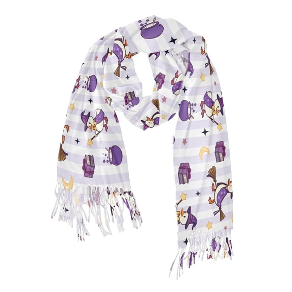 FORMRS Womens Scarf Winter Soft Long Big Warm Shawls Wrap Tassel Scarves, Purple Halloween Gooses