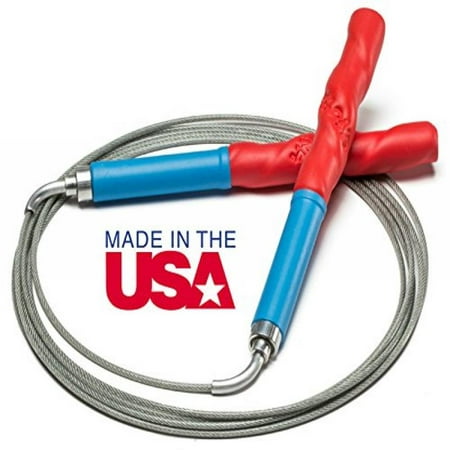Cyclone Speed Rope - Ultra Premium Jump Rope - (Red/White/Blue) - Best for Double Unders, WOD's - FREE Flexi Tie With Purchase - Beware of Low Quality Imports - 100% Made in the