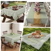 Waterproof Tablecloth Sage Green Linen Burlap Key Square Table Cloth 54x54in,Wipeable Washable Table Cover Abstract Greek Inspired Texture Tablecloths for Dining Tables Kitchen Picnic Ourdoor